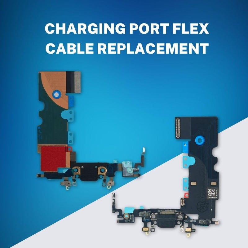 MEEFIX Charging Port Replacement for iPhone SE 3rd 2022 - Audio Headphone Jack USB Dock Connector Flex Cable with Microphone/Antenna/Bracket - Black - Image 3